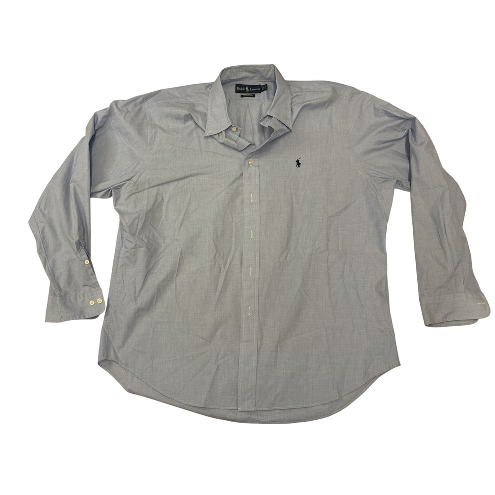Ralph Lauren Classic Fit Mens 17 34/35 Light Blue Button Down Shirt‎ Long Sleeve